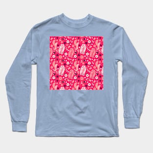 Floral Navy Pink Pattern Long Sleeve T-Shirt